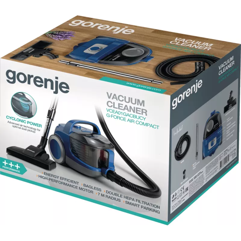 Gorenje VCEA01GACBUCY 2,2 L cilindrinis dulkių siurblys sausam valymui be maišelio