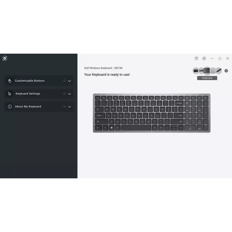 Klaviatūra DELL KB740 Office RF Wireless + Bluetooth QWERTY US International pilka juoda