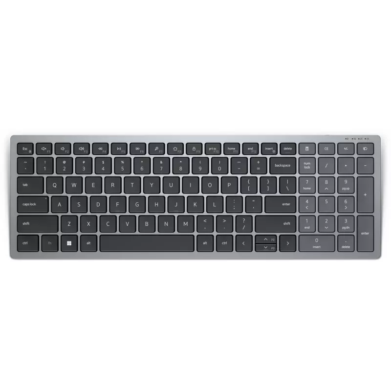 Klaviatūra Dell Pro Plus Compact KB740 — pilno dydžio (100%), RF belaidė + Bluetooth, rusiška QWERTY, juoda/pilka