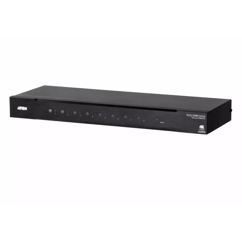 ATEN 8 prievadų tikras 4K HDMI jungiklis, HDMI, metalinis, juodas, 60 Hz, 3 m, 1920 x 1080 (HD 1080), 3840 x 2160, 4096 x 2160