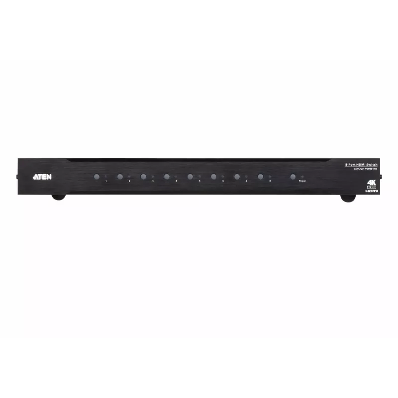 ATEN 8 prievadų tikras 4K HDMI jungiklis, HDMI, metalinis, juodas, 60 Hz, 3 m, 1920 x 1080 (HD 1080), 3840 x 2160, 4096 x 2160