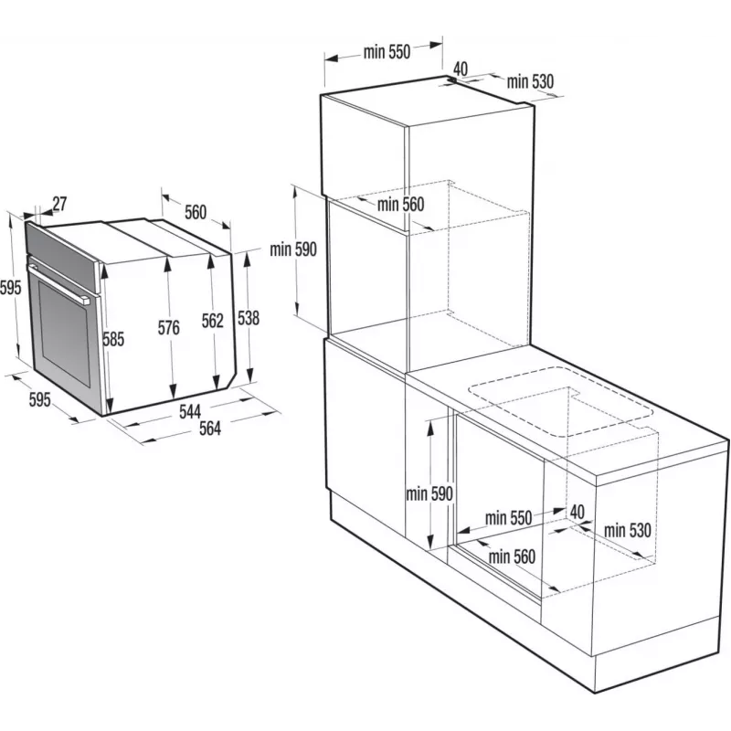 Gorenje BO3CO4L02 1 BOS67371CLB PL_ILCL, Didelė, Elektrinė, 77 l, 2300 W, 77 l, 2300 W