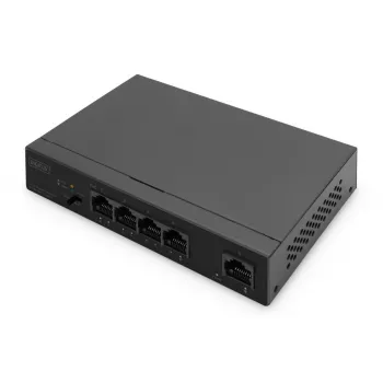 DIGITUS PoE komutatorius 4+1 prievadų Ethernet nevaldomas 4 prievadų PoE,