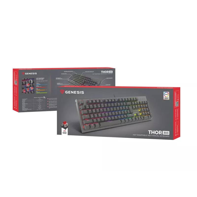 GENESIS Thor 303 klaviatūra Gaming USB QWERTY US International Black