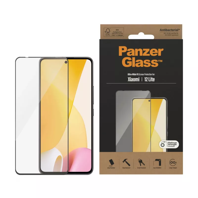 Ekrano apsauga PanzerGlass Xiaomi 12 Lite Ultra-Wide Fit, atspari įbrėžimams ir smūgiams