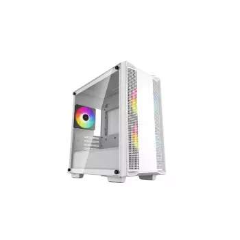 PC Case DeepCool CC360 WH ARGB Mini Tower White — Micro‑ATX/Mini‑ITX, grūdintas stiklas, 2x 3,5 colio + 3x 2,5 colio, 2x priekiniai 120 mm ventiliatoriai