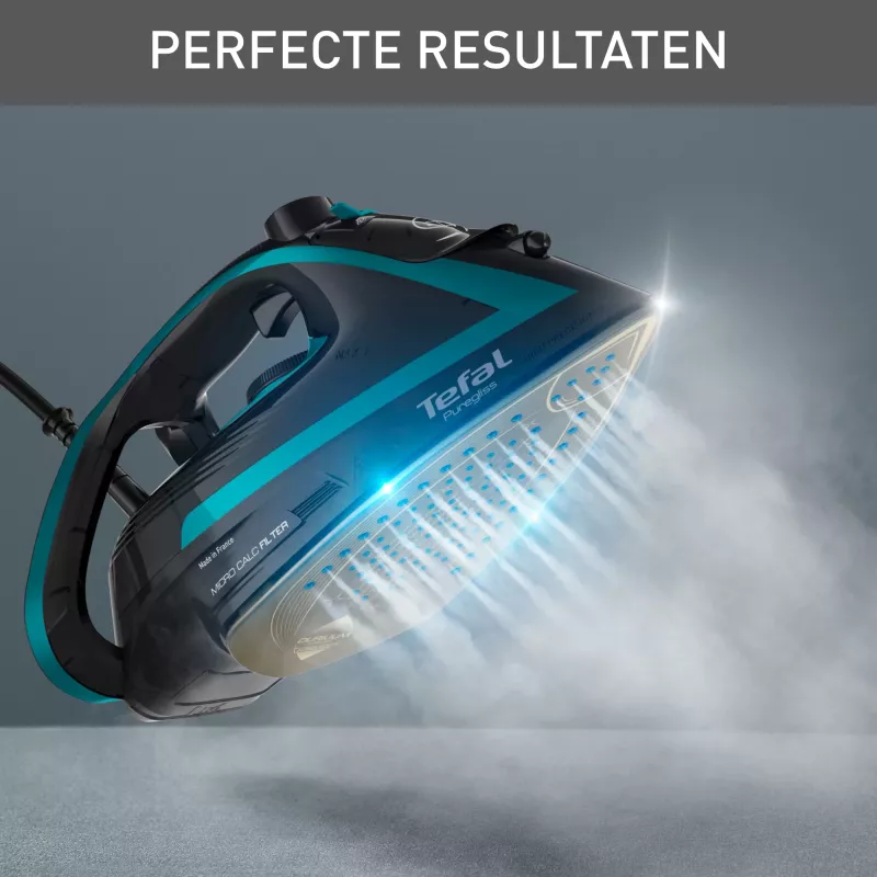 Tefal Puregliss FV8066 sausas ir garo lygintuvas Durilium AirGlide Autoclean padas 3000 W juoda, mėlyna