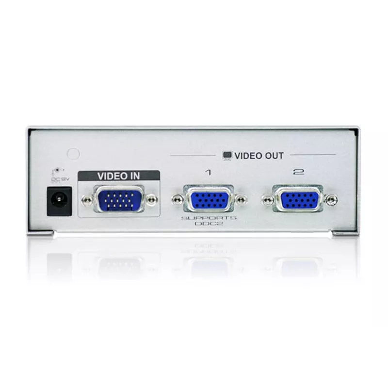 ATEN 2 prievadų VGA vaizdo skirstytuvas (350 MHz), VGA, 2x VGA, 1920 x 1440 pikseliai, sidabrinis, metalinis, 30 m