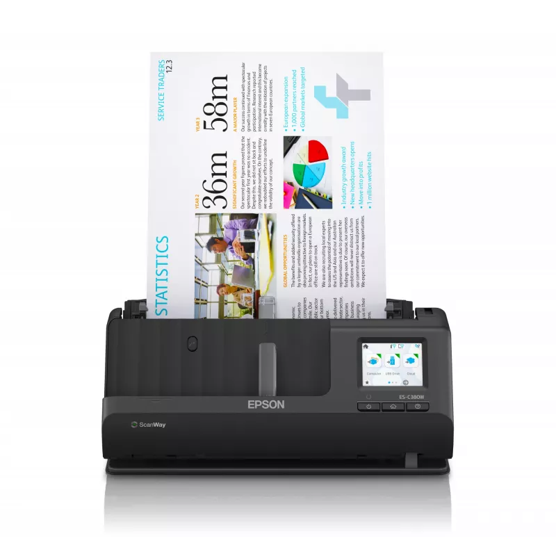 Epson ES-C380W ADF + plokščiasis skaitytuvas 600 x 600 DPI A4 Juoda