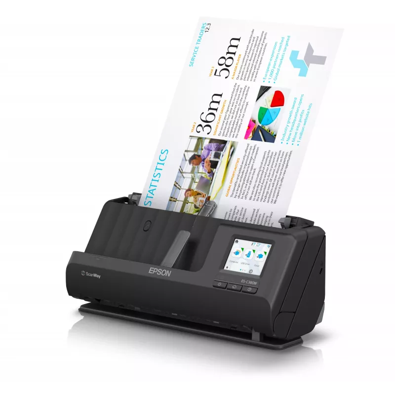 Epson ES-C380W ADF + plokščiasis skaitytuvas 600 x 600 DPI A4 Juoda