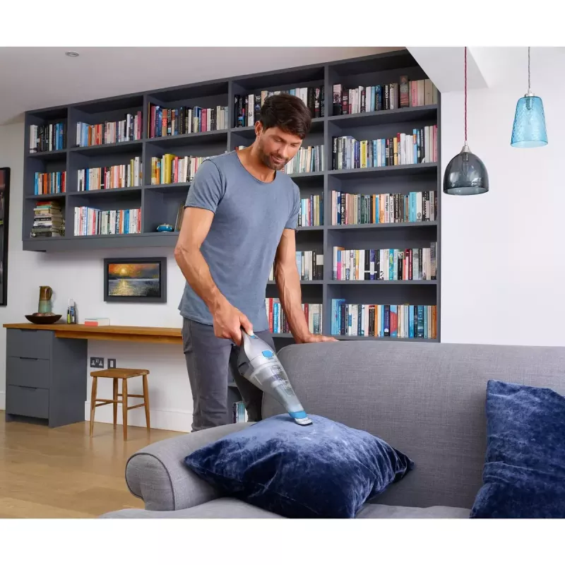 Rankinis dulkių siurblys Juoda & Decker NVC215WA-QW — sausas, be maišelio, 0,385 l, 882 l/min oro srautas, 10 min veikimo laikas