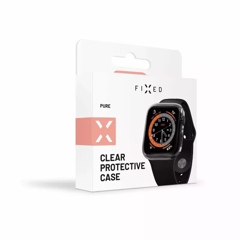 FIXED ekrano apsauga, skirta Apple Watch 45mm Series 8 — polikarbonatinė, skaidri, viso ekrano rėmelio apsauga