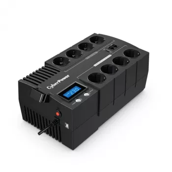 Nepertraukiamo maitinimo šaltinis CYBERPOWER BR1000ELCD — linijinis-interaktyvus UPS 1 kVA / 600 W, 8 lizdai F tipo, USB, stalinis, juodas