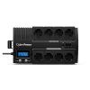 Nepertraukiamo maitinimo šaltinis CYBERPOWER BR1000ELCD — linijinis-interaktyvus UPS 1 kVA / 600 W, 8 lizdai F tipo, USB, stalinis, juodas