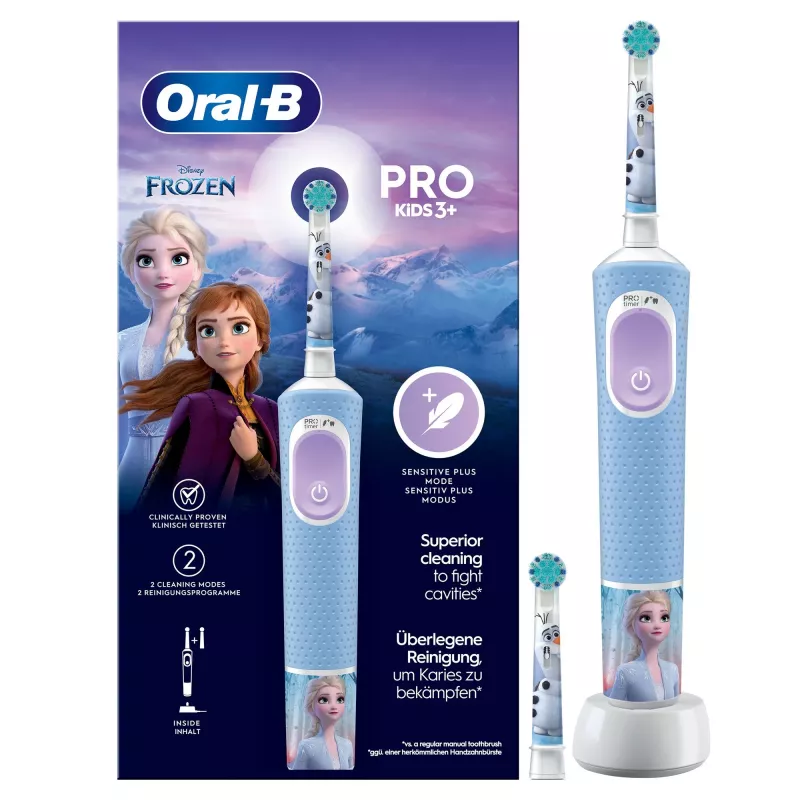 Oral-B Pro Kids vaikiškas besisukantis-osciliacinis dantų šepetėlis, šviesiai mėlynas