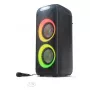 Vakarėlių garsiakalbis Sharp PS-949 — 2.1 kanalai, 132 W PMPO, 8 colių žemų dažnių garsiakalbis, Bluetooth A2DP/AVRCP, laidinis ir belaidis, juodas, plastikinis korpusas