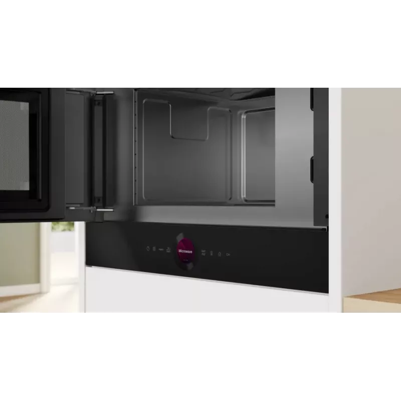 Įmontuojama solo mikrobangų krosnelė Bosch Serie 8 BFL7221B1 — 900 W, 21 l, jutiklinis valdymas, juoda