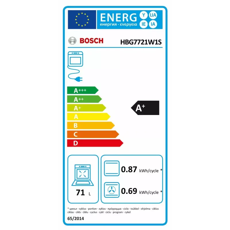 Įmontuojama orkaitė Bosch HBG7721W1S, elektrinė, pirolizė