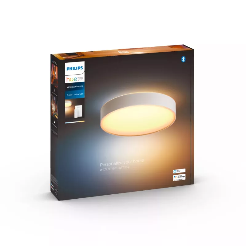 Philips Hue White ambience Enrave didelė lubinė lempa, Išmanusis lubų šviestuvas, Bluetooth, Balta, LED, Metalas, Nekeičiama (-os) lemputė (-ės)