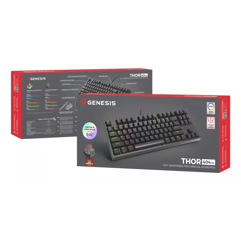 GENESIS Thor 404 TKL klaviatūra Žaidimams USB QWERTY US English Juoda