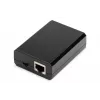DIGITUS Gigabit PoE+ skirstytuvas, 10/100/1000 Mbps, 24 W įvestis: 802.3at PoE, išvestis: 5V/2A, 9V/2A, 12V/2A, plastikinis korpusas, juodas