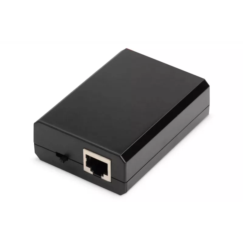 DIGITUS Gigabit PoE+ skirstytuvas, 10/100/1000 Mbps, 24 W įvestis: 802.3at PoE, išvestis: 5V/2A, 9V/2A, 12V/2A, plastikinis korpusas, juodas