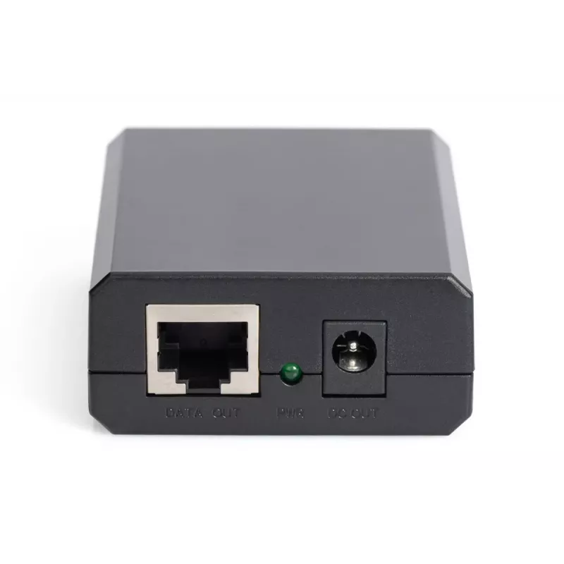 DIGITUS Gigabit PoE+ skirstytuvas, 10/100/1000 Mbps, 24 W įvestis: 802.3at PoE, išvestis: 5V/2A, 9V/2A, 12V/2A, plastikinis korpusas, juodas