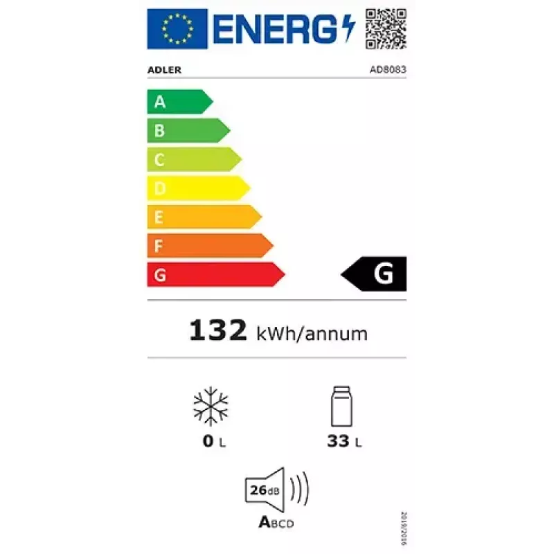 Termoelektrinis vyno šaldytuvas Adler AD 8083 — 12 butelių, laisvai pastatomas, juodas, 33 L, 12–18 °C