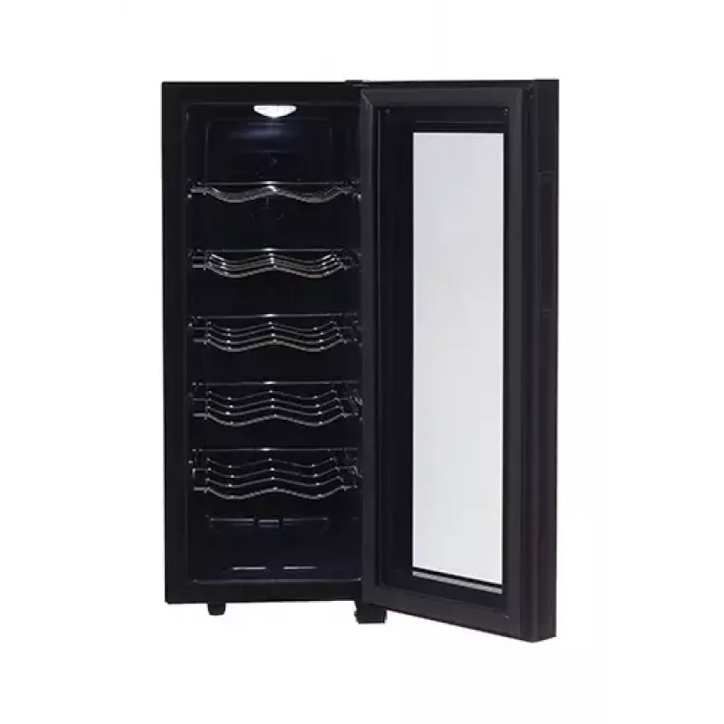 Termoelektrinis vyno šaldytuvas Adler AD 8083 — 12 butelių, laisvai pastatomas, juodas, 33 L, 12–18 °C