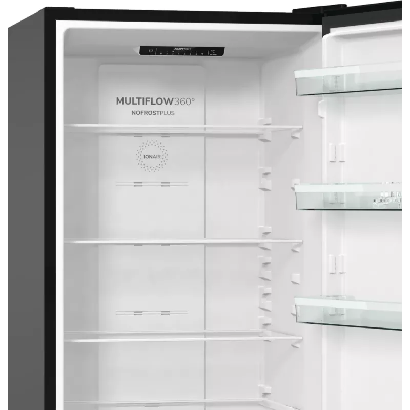 Gorenje NRK6202EBXL4 šaldytuvas-šaldiklis, laisvai pastatomas, 331 L, juodas