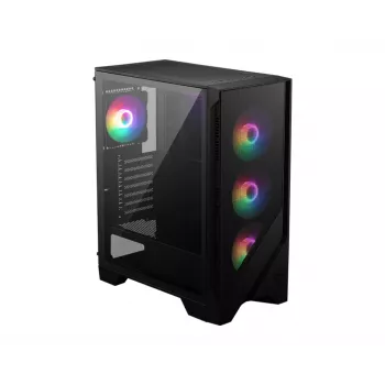 PC korpusas MSI MAG FORGE 120A AIRFLOW Midi Tower — juodas, grūdintas stiklas, tinklelis, 3×120 mm priekiniai ventiliatoriai, 2×120 mm viršutiniai ventiliatoriai, ATX palaikymas
