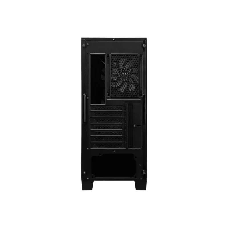 PC korpusas MSI MAG FORGE 120A AIRFLOW Midi Tower — juodas, grūdintas stiklas, tinklelis, 3×120 mm priekiniai ventiliatoriai, 2×120 mm viršutiniai ventiliatoriai, ATX palaikymas