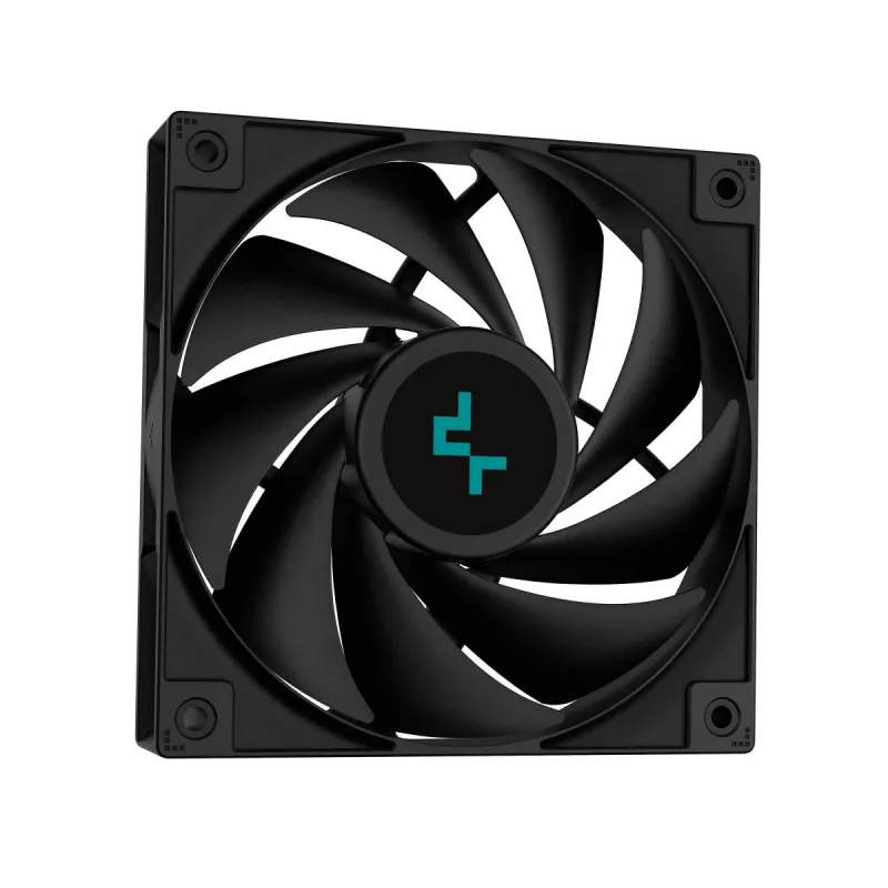 All-in-one skysčio aušintuvas DeepCool LS720S Zero Dark — 3×120 mm ventiliatoriai, 120 mm radiatorius, 41 cm vamzdeliai, 6 W siurblys, LGA1151/AM4/AM5 palaikymas, juodas