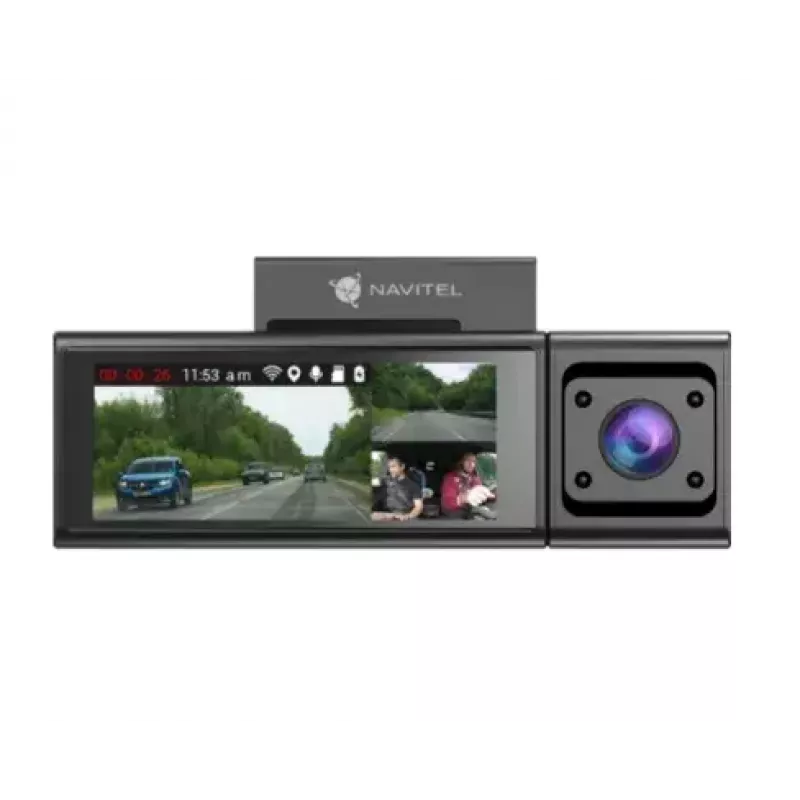 Automobilinė vaizdo registratorė Navitel RC3 PRO — Full HD 1920x1080, 106° kampas, dviguba kamera, IPS 3.16 colių ekranas, MicroSD iki 128 GB, USB maitinimas