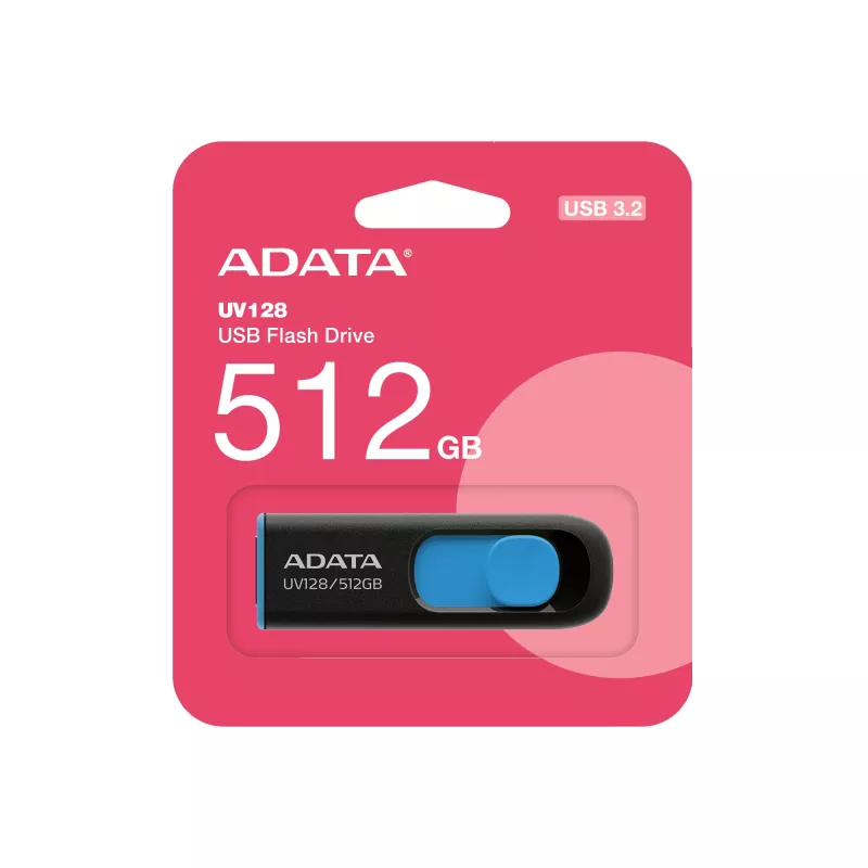 ADATA UV128 USB atmintinė 512 GB USB Type-A 3.2 Gen 1 (3.1 Gen 1) juoda, mėlyna