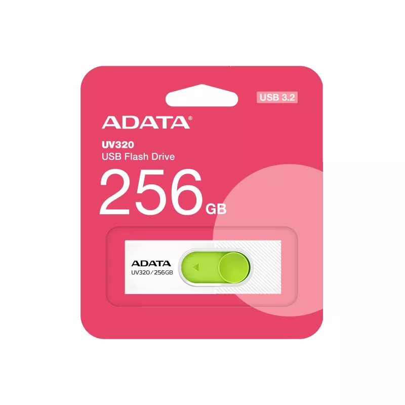 ADATA UV320 USB atmintinė 256 GB USB Type-A 3.2 Gen 1 (3.1 Gen 1) Žalia, Balta