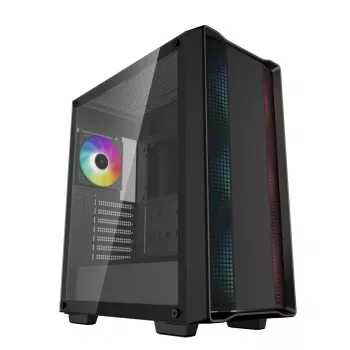 PC korpusas DeepCool CC560 ARGB V2 Midi Tower juodas — ATX/Micro‑ATX/Mini‑ITX, grūdintas stiklas, aRGB, palaiko iki 370 mm GPU