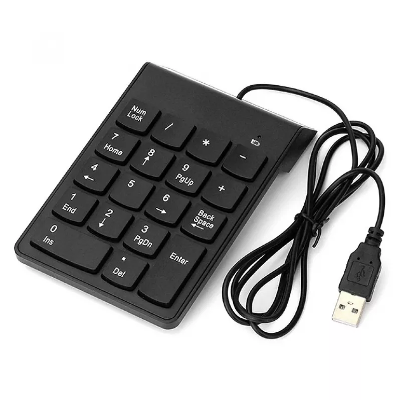 Skaičių klaviatūra GEMBIRD KPD-U-03 USB 18 klavišų, žirkliniai jungikliai, 1,45 m laidas, juoda