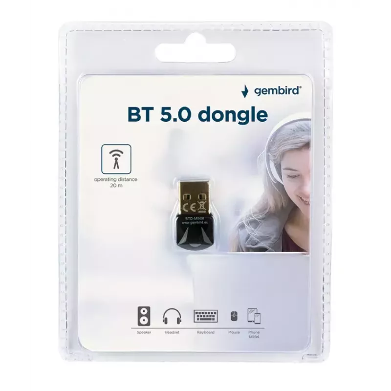 Bluetooth tinklo kortelė Gembird BTD-MINI6 belaidė USB sąsaja