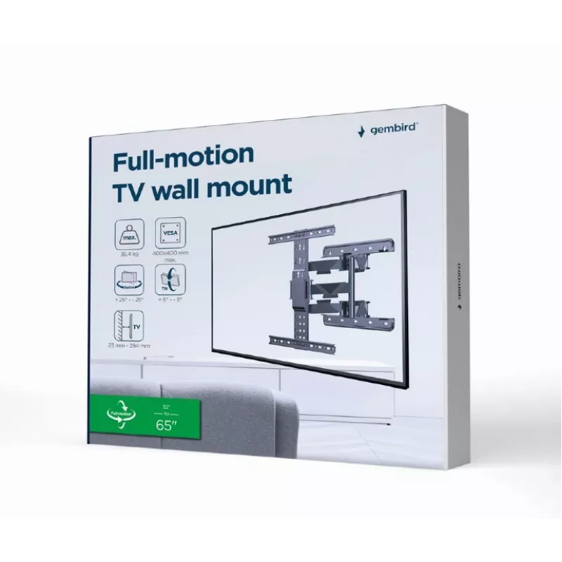 GEMBIRD pilnai judamas TV sieninis laikiklis, 32 inch-65 inch