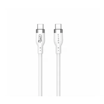 „TARGUS Hyper“ 2 m silikoninis 240 W USB-C įkrovimo laidas – baltas