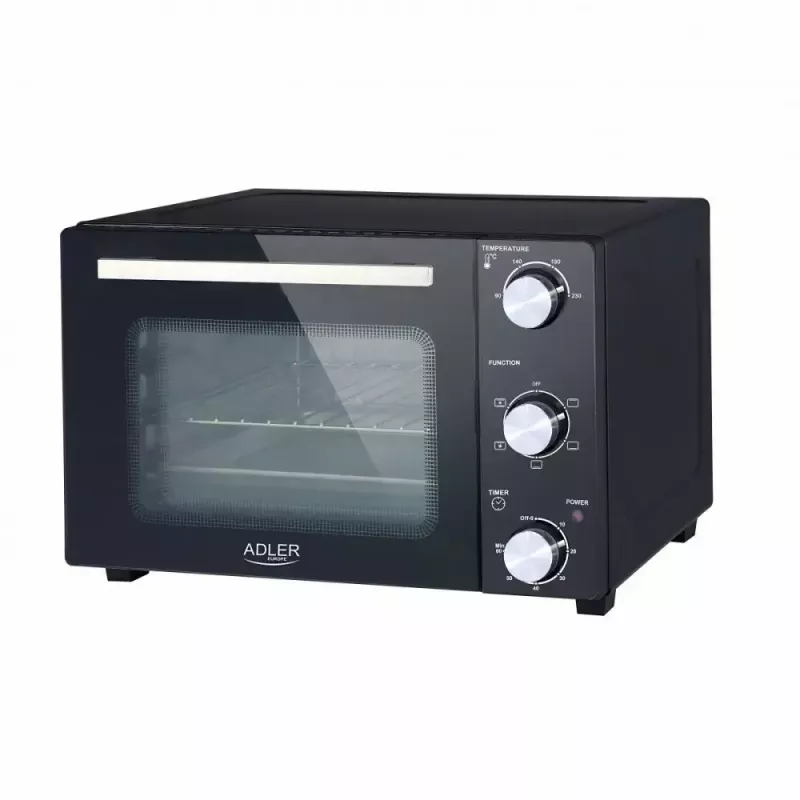 Elektrinė stalinė orkaitė Adler AD 6024 — kompaktiška 22 l talpa, 1300 W, juoda
