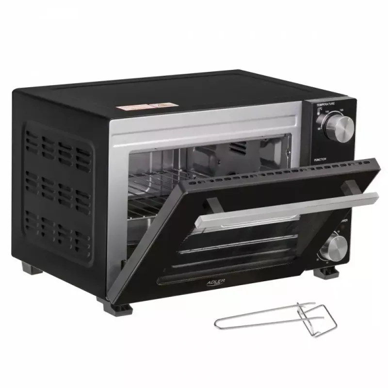 Elektrinė stalinė orkaitė Adler AD 6024 — kompaktiška 22 l talpa, 1300 W, juoda