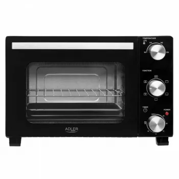 Elektrinė stalinė orkaitė Adler AD 6024 — kompaktiška 22 l talpa, 1300 W, juoda