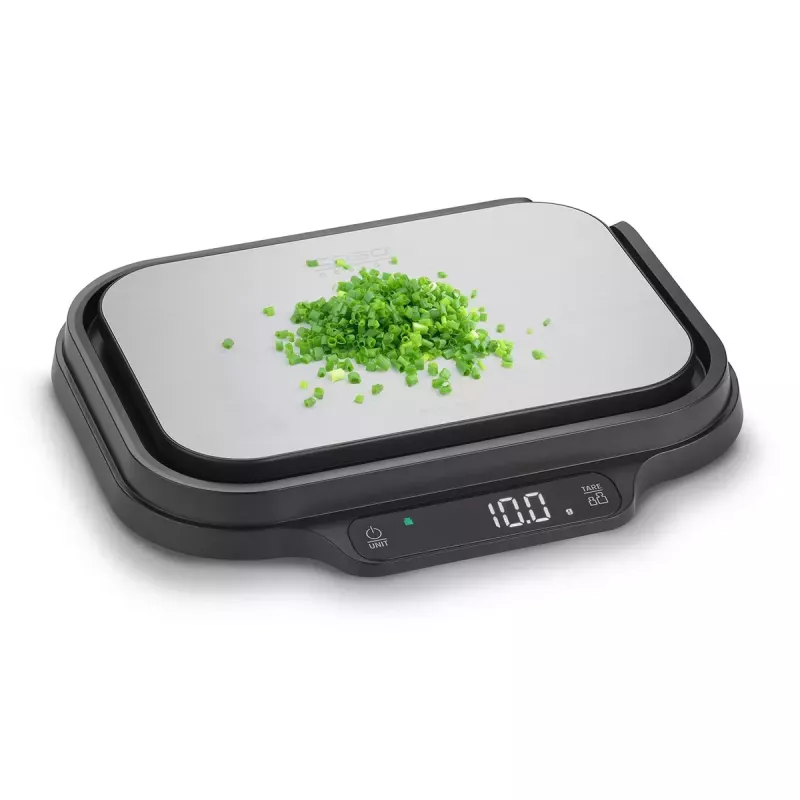 Virtuvinės svarstyklės Caso KitchenDuo 03291 — skaitmeninės virtuvinės svarstyklės, nerūdijantis plienas ir juoda, LED ekranas, 5 kg talpa, taros funkcija