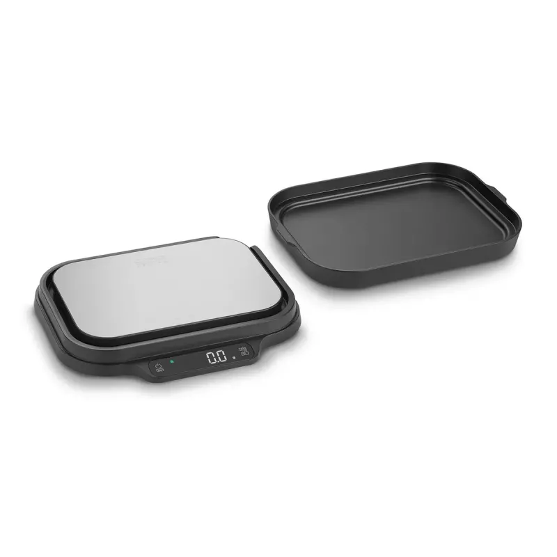 Virtuvinės svarstyklės Caso KitchenDuo 03291 — skaitmeninės virtuvinės svarstyklės, nerūdijantis plienas ir juoda, LED ekranas, 5 kg talpa, taros funkcija
