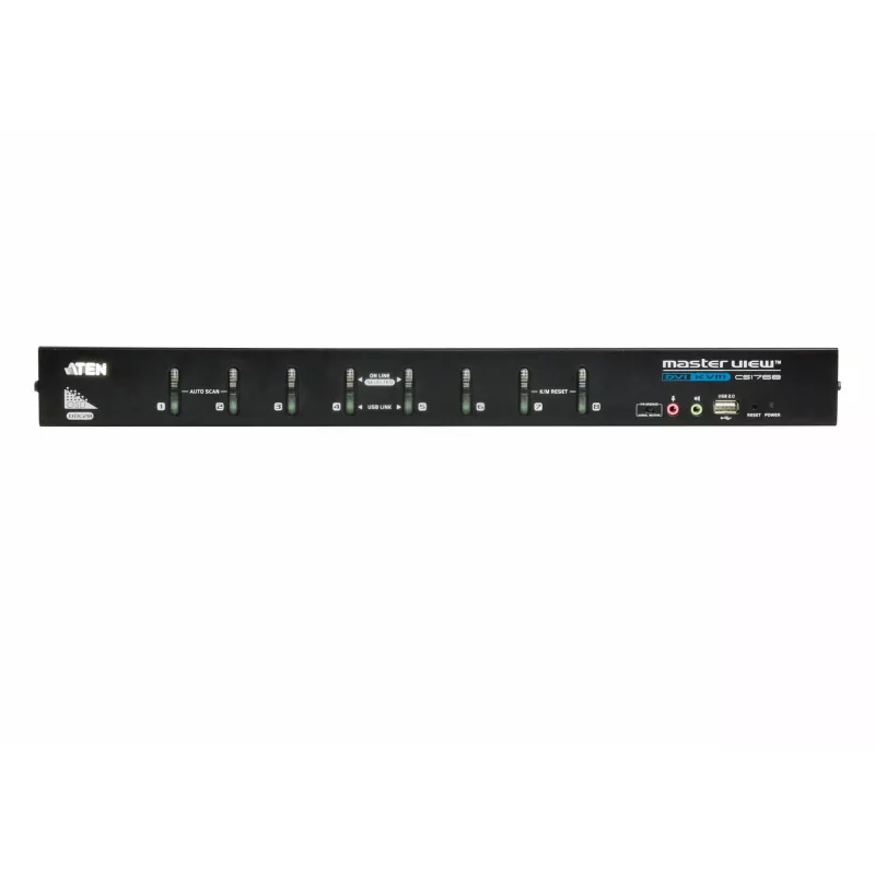 ATEN 8 prievadų USB DVI KVM jungiklis su garsu, 2048 x 1536 pikselių, QXGA, 4,53 W, juodas