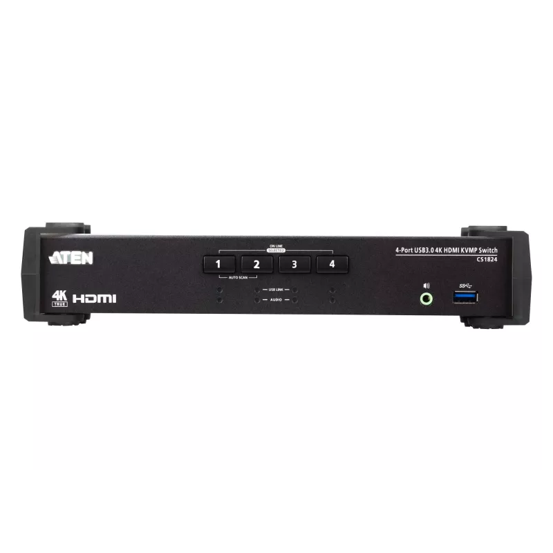 ATEN 4 prievadų USB 3.0 4K HDMI KVMP™ jungiklis su garso maišytuvo režimu