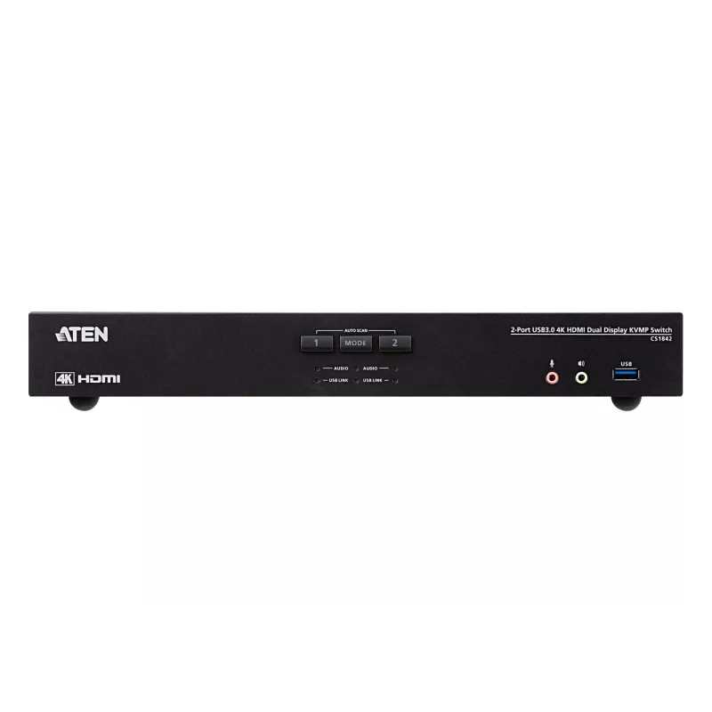 ATEN 2 prievadų USB 3.0 4K HDMI dvigubo ekrano KVMP™ komutatorius, 4096 x 2160 pikselių, 4K Ultra HD, 3,17 W, juodas