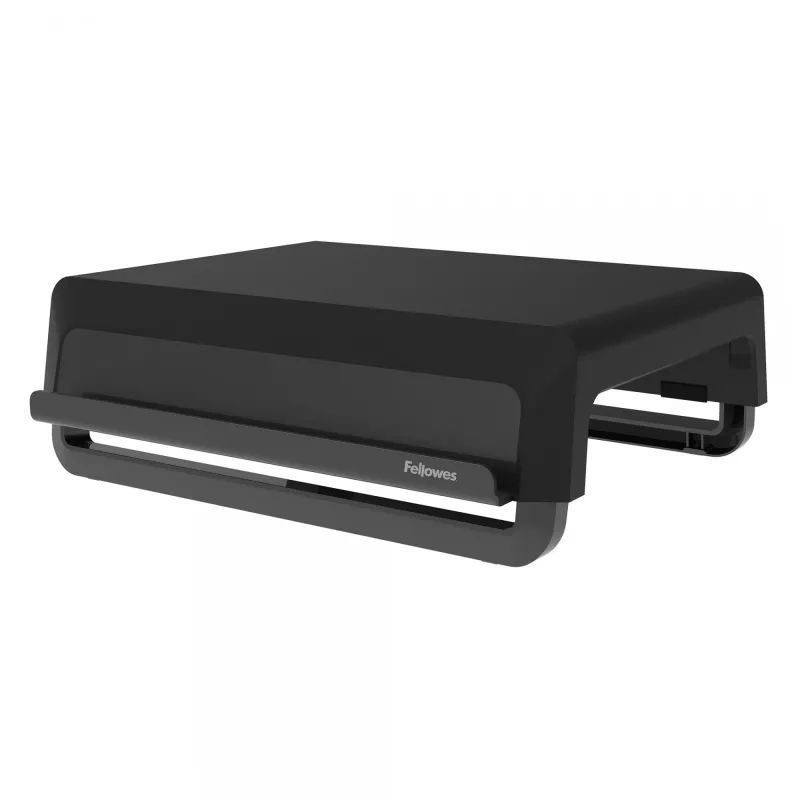 Fellowes kompiuterio monitoriaus stovas su 3 aukščio reguliavimais - Breyta monitoriaus pakyla su kabelių valdymu - ergonomiškas reguliuojamas monitoriaus stovas kompiuteriams - maks. svoris 15 kg - juodas